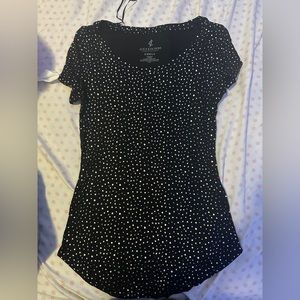 Juicy couture black top with gold polk a dots